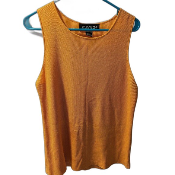 LINDA ALLARD ELLEN TRACY BUTTER YELLOW SILK STRETCH KNIT TOP L - Picture 1 of 5